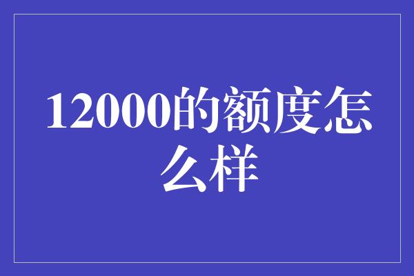 12000的额度怎么样