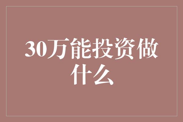 30万能投资做什么