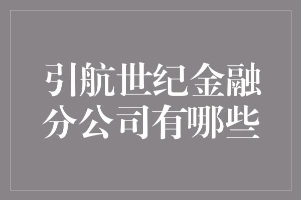 引航世纪金融分公司有哪些