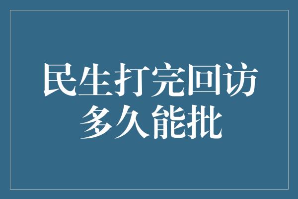 民生打完回访多久能批