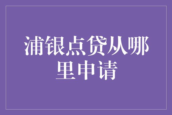 浦银点贷从哪里申请