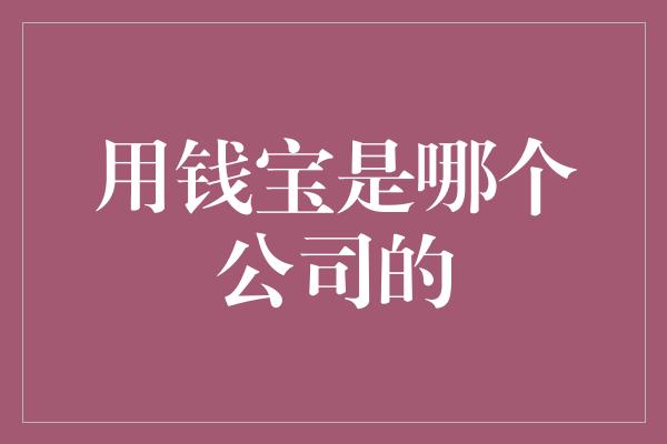 用钱宝是哪个公司的