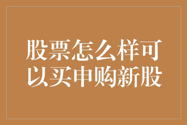 股票怎么样可以买申购新股