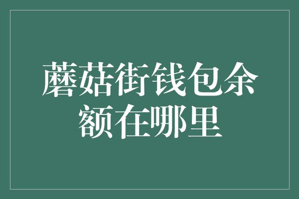 蘑菇街钱包余额在哪里