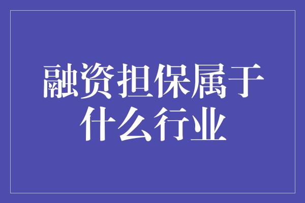 融资担保属于什么行业